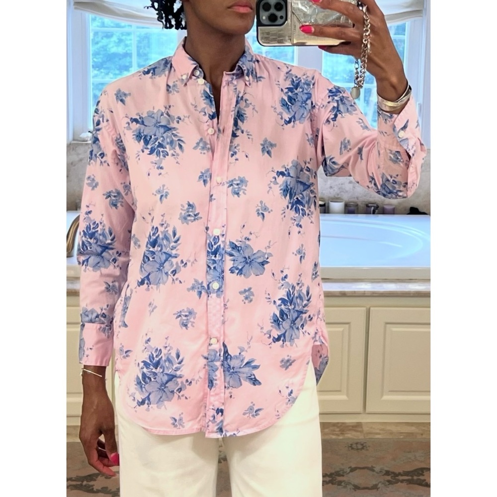 Relaxed-fit shirt in garment-dyed floral